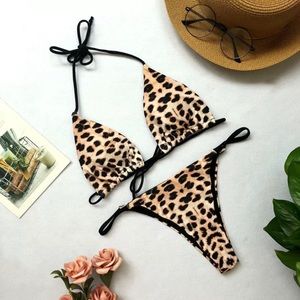 Cheetah printed bikini brand new black